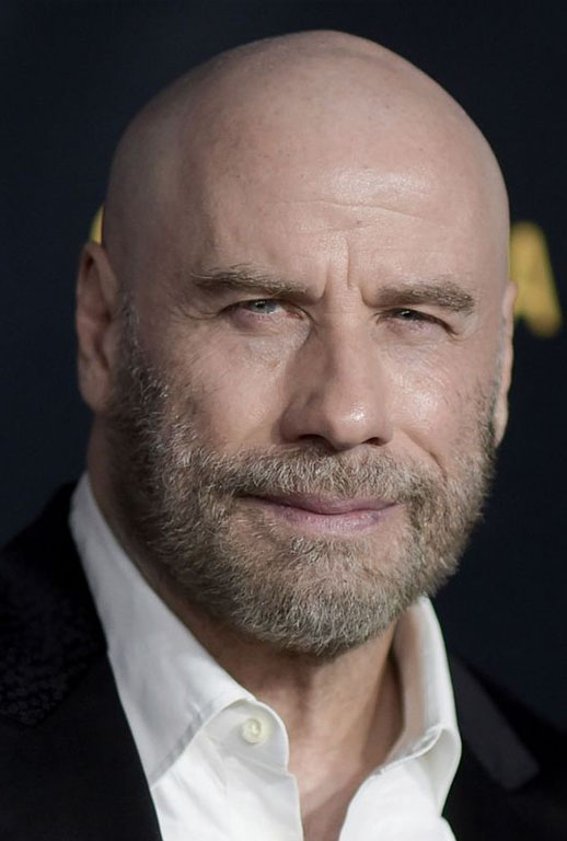 John Travolta (2020) Without hair (bald).