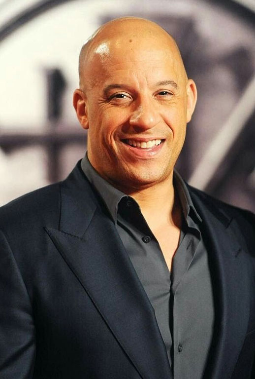 Vin Diesel (2020) Without hair (bald).
